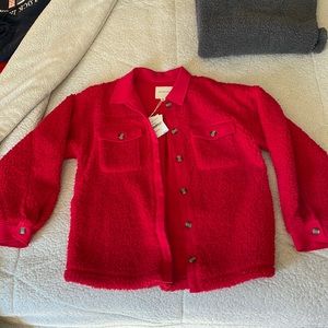 Thread & Supply - Red Sherpa Jacket- Medium
